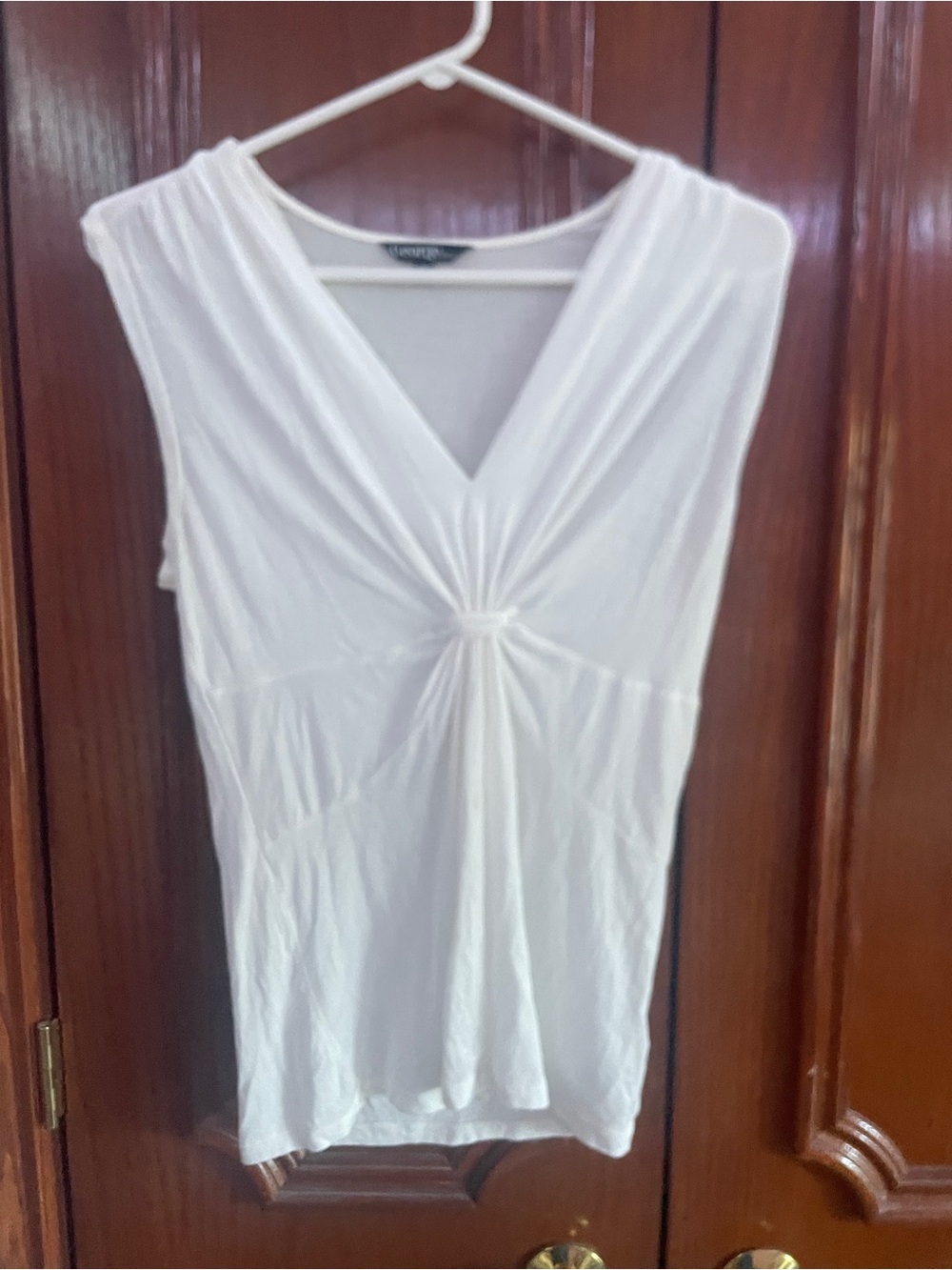 George White Twist-Front V-Neck Women's Top